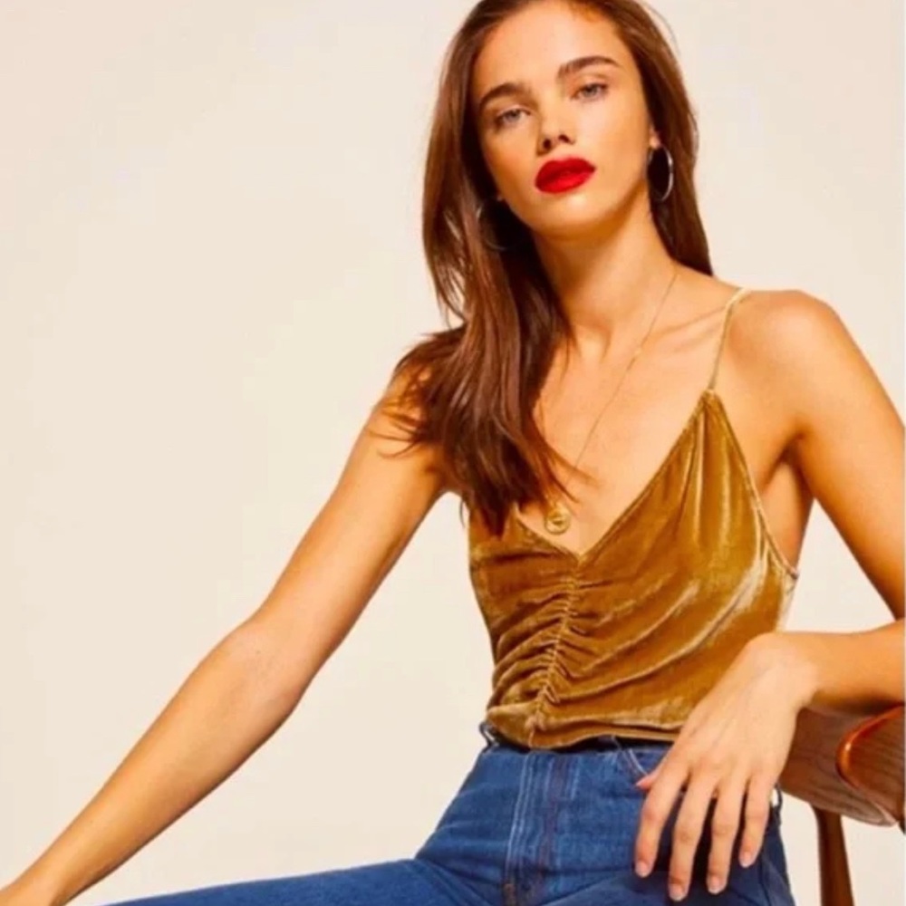 Reformation Velvet Ruched Cami - Sz Sm